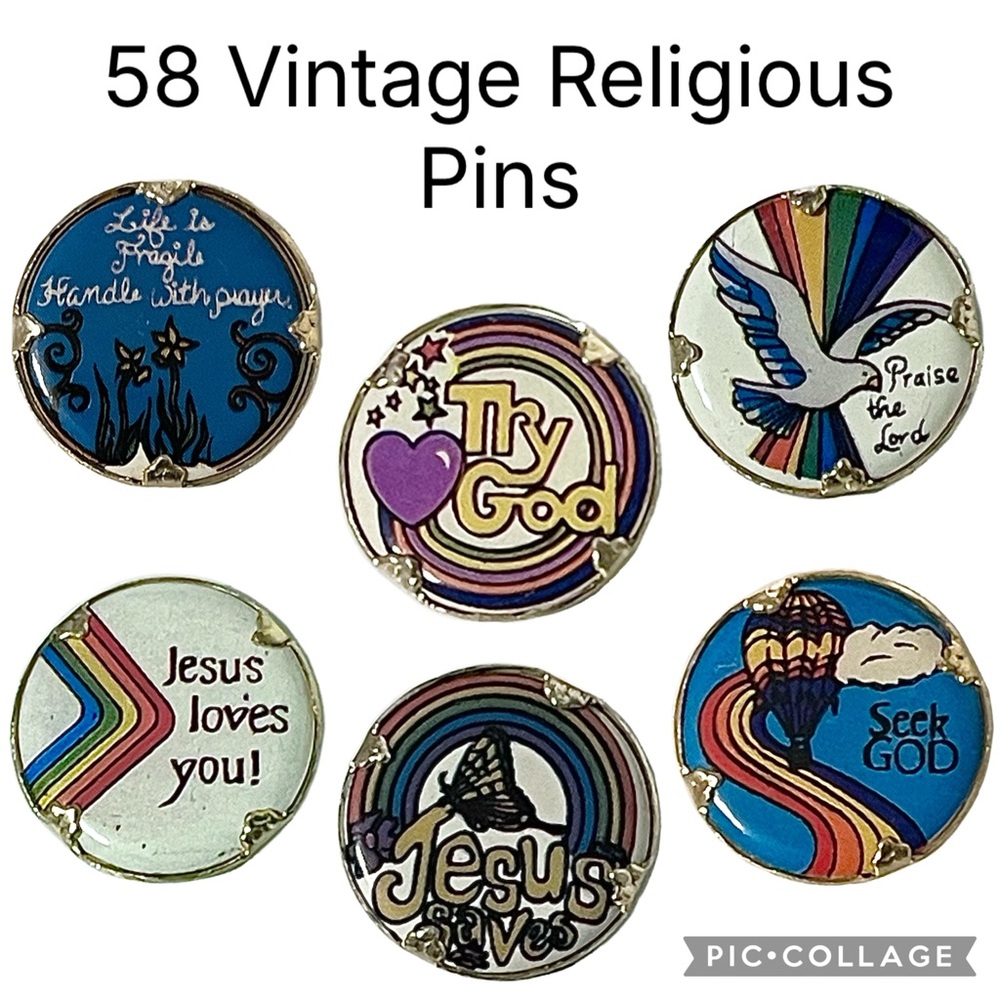 (6) Rare Vintage 1970’s/80’s Era Religious Pins